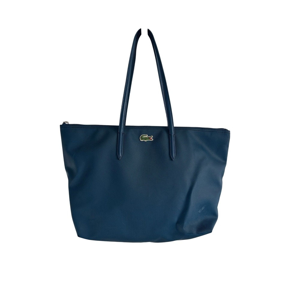 Lacoste L.12.12 Concept Large Zip Tote Bag Navy Blue Pique PVC NF1888PO